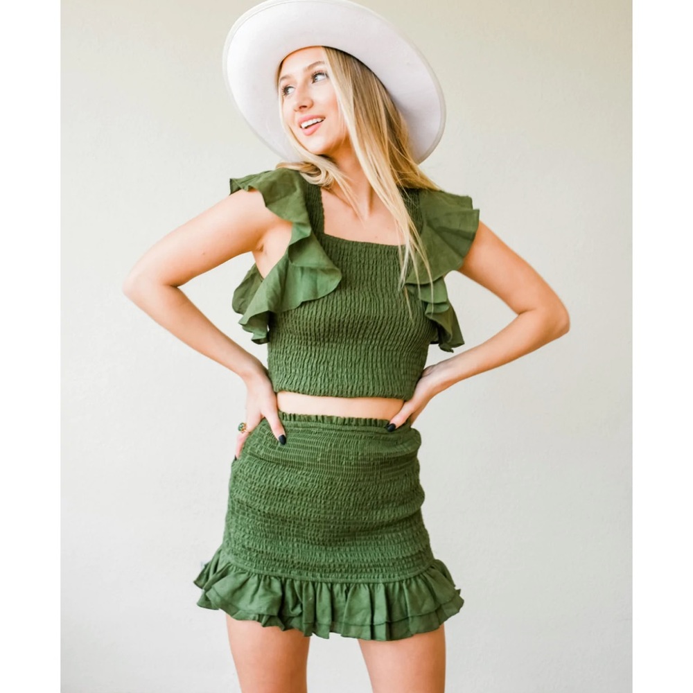 Karlie Green Smocked Set